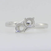 Sterling Silver Semi Mount Ring Setting Round RD 5x5mm Toi and Moi Bypass Ring - Syzjewelry